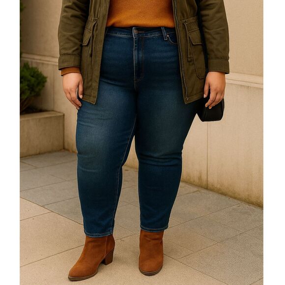 Stretch Skinny Jeans Medium Wash Plus Size 24 - Picture 1 of 8
